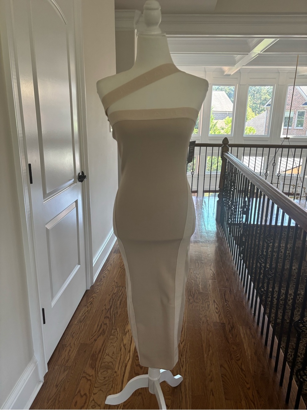 JLUXLABEL Taupe One-Shoulder Bodycon Midi Dress